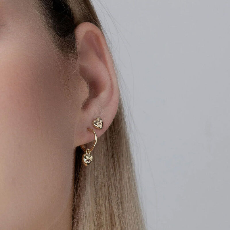 Silk & Steel Petite Puffed Heart Studs image number 1